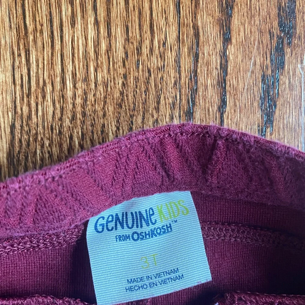 Genuine Kids Argyle Knit Leggings Burgundy Ankle Zip - Size 3T